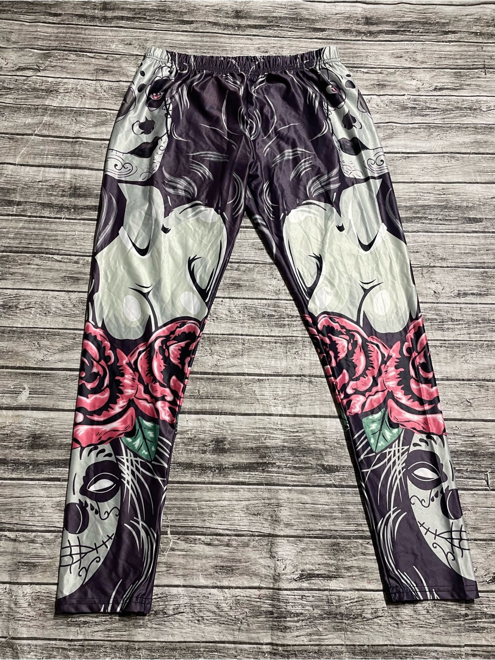 Ladies XL Unbranded Sugar Skull Leggings Great Condition
